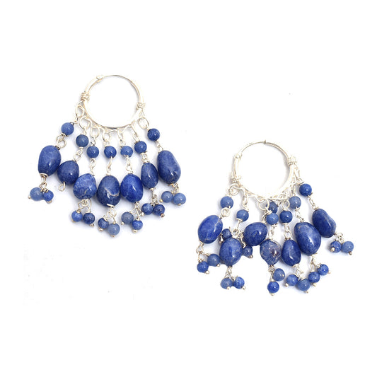 Handmade Lapis Chandelier Earrings in 92.5 Sterling Silver