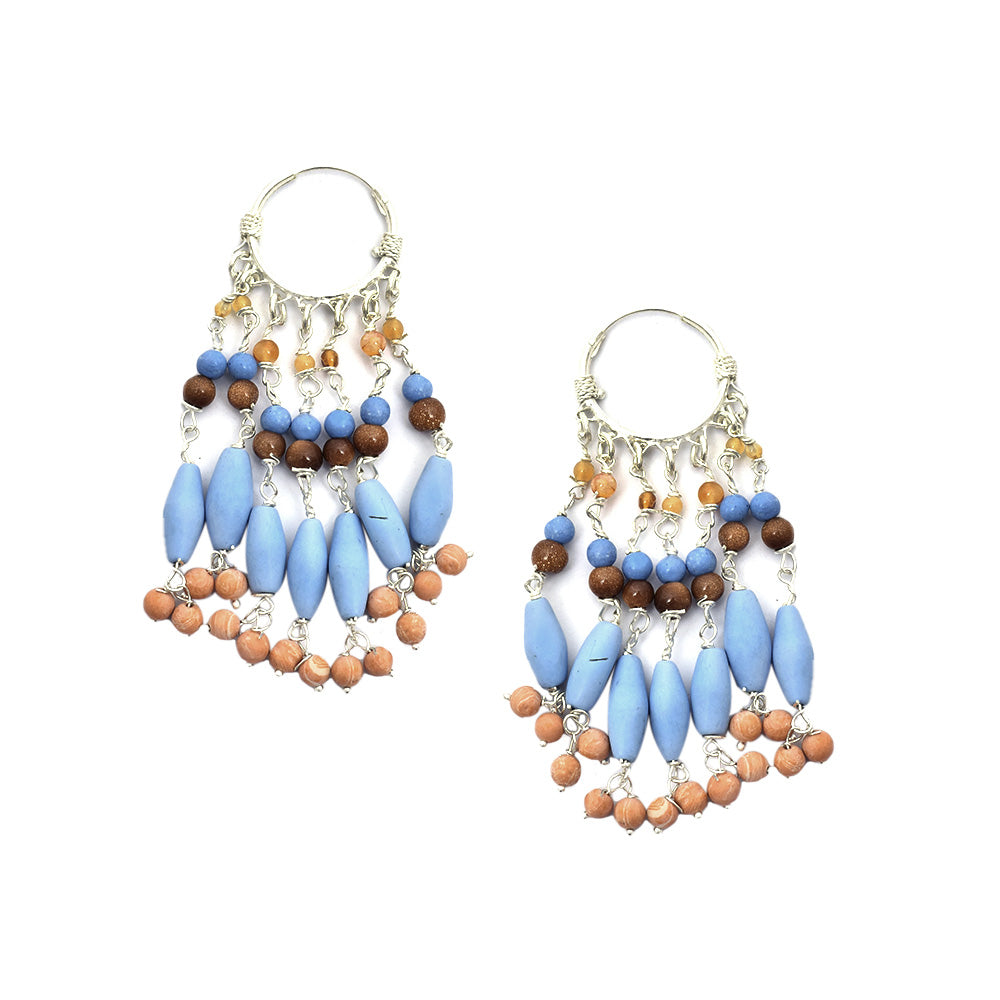 Detail of handmade craftsmanship on Three Color Trendy Hoop Earrings in 925 Silver earrings in 92.5 Sterling Silver