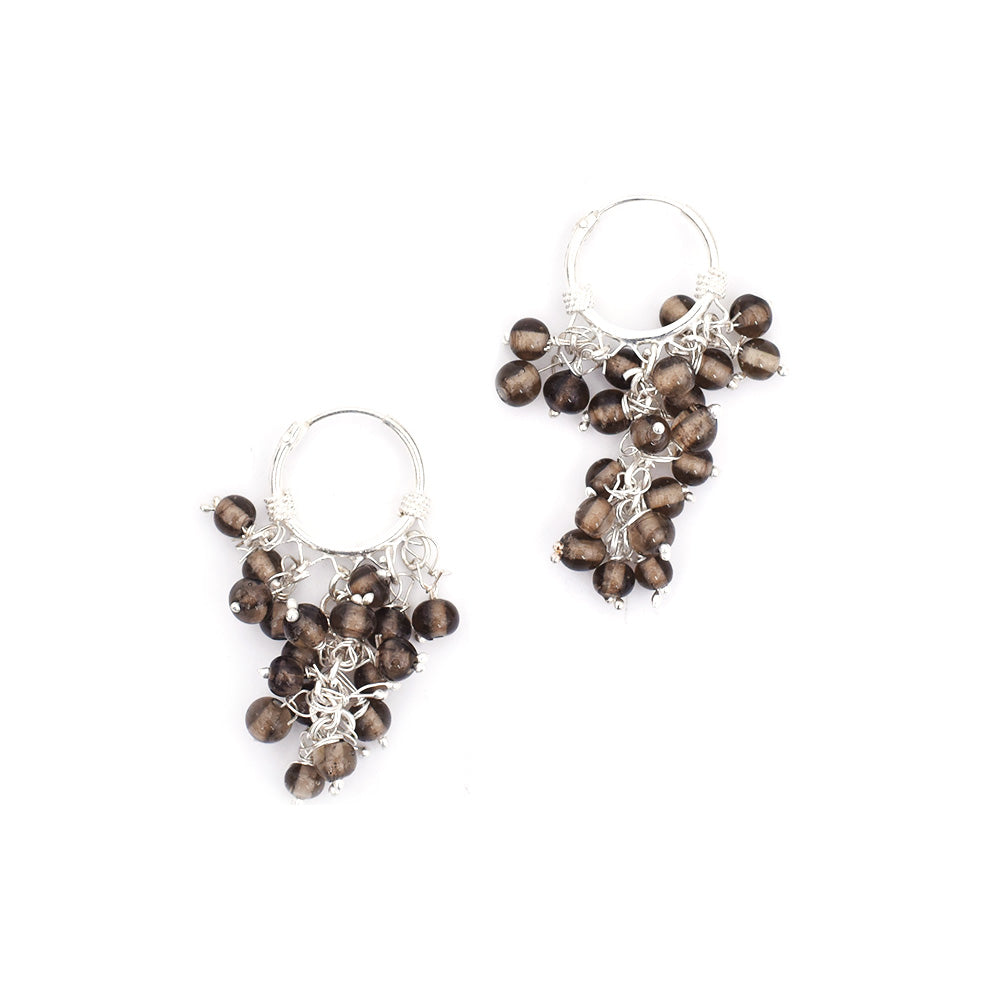 Artistic composition of handmade trendy earrings with Brown & Silver embellishments and 92.5 Sterling Silver.