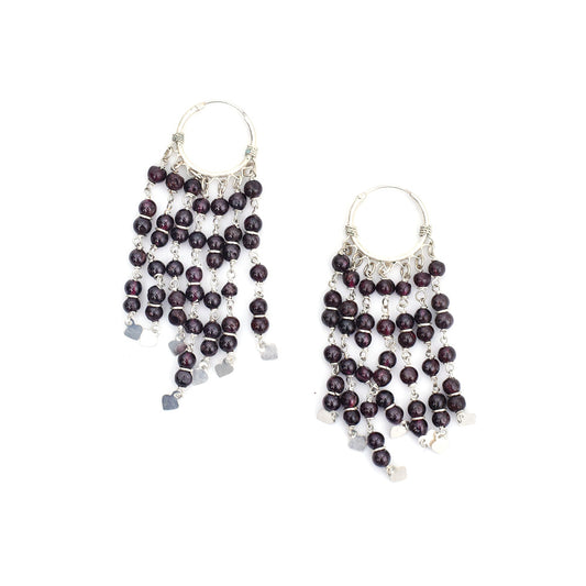 Artistic composition of black beads trendy earrings with Black & Silver embellishments and 92.5 Sterling Silver.
