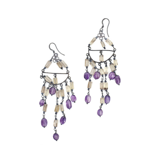 Artistic composition of adorable daily wearable earrings with Purple & Silver embellishments and 92.5 Sterling Silver.