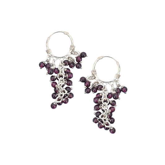 Artistic composition of daily wearable trendy earrings with Purple & Silver embellishments and 92.5 Sterling Silver.