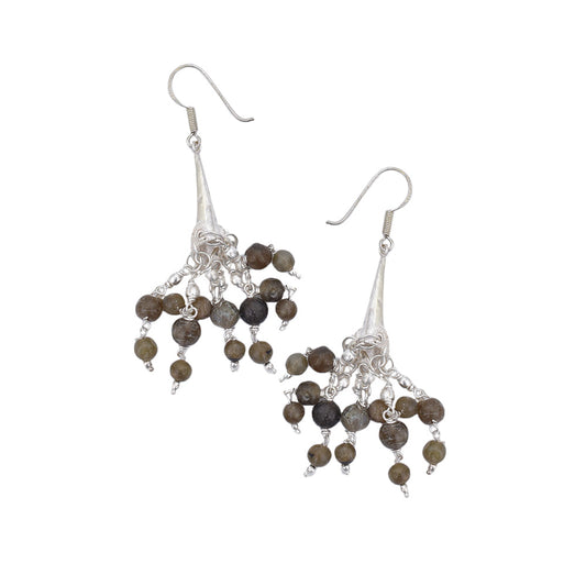Artistic composition of daily wearable trendy earrings with Brown & Silver embellishments and 92.5 Sterling Silver.