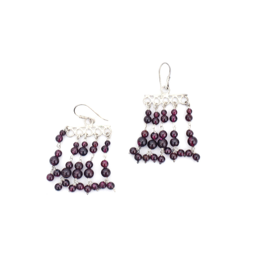 Handcrafted Garnet Earrings in 92.5 Sterling Silver