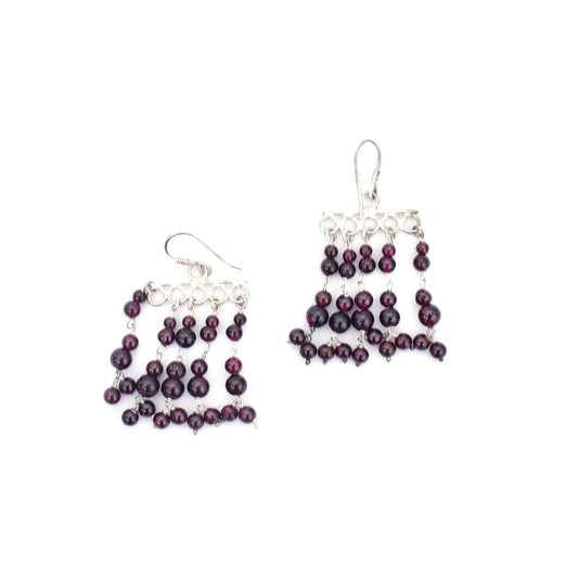 Handcrafted Garnet Earrings in 92.5 Sterling Silver