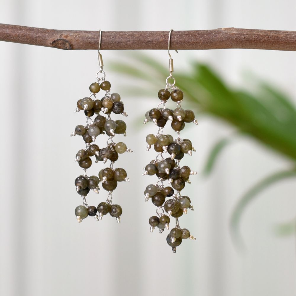 Handcrafted 92.5 Sterling Silver Tourmaline Chandelier Earrings
