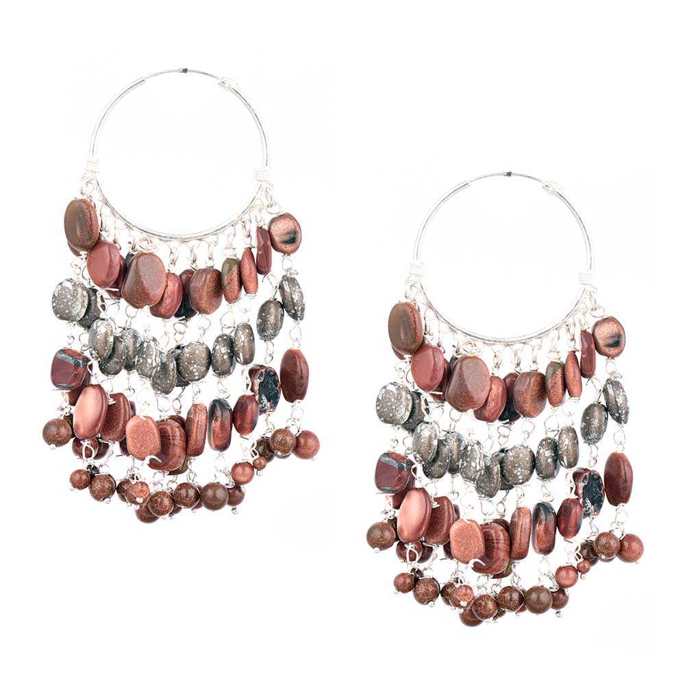 Stylish 92.5 sterling silver brown glossy beads earrings perfect for everyday wear