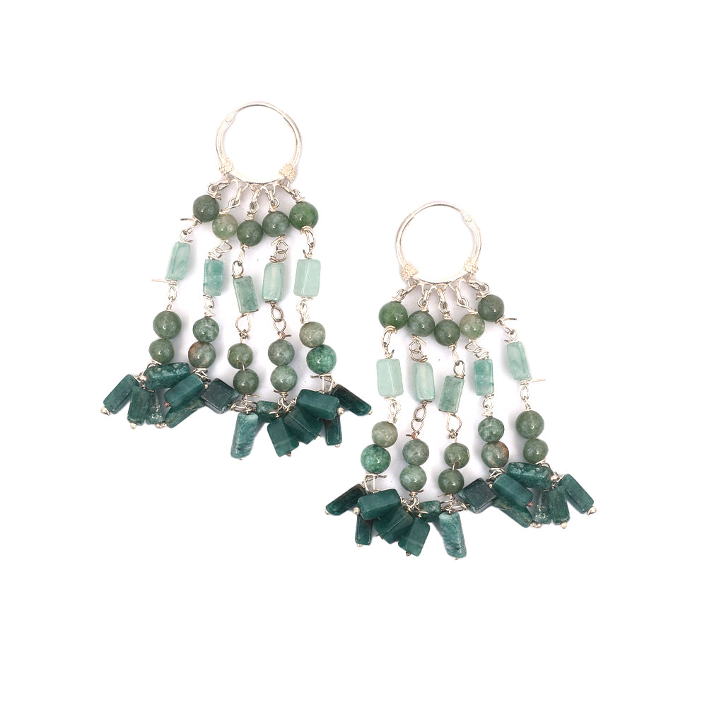 Angled view of Beads Hanging Earrings showcasing gemstone and 92.5 Sterling Silver.